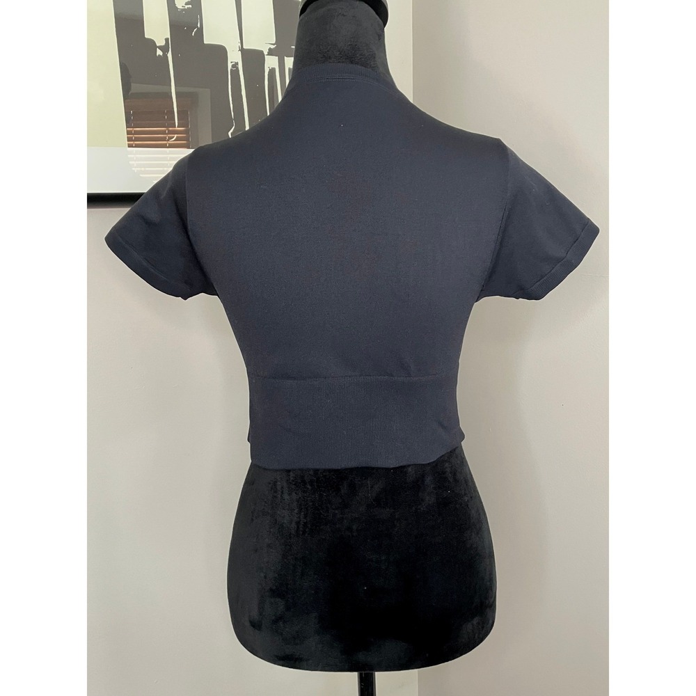 Offline By Aerie Sidewalk Seamless Cropped Athletic Stretch Tee Black Small - Picture 5 of 7